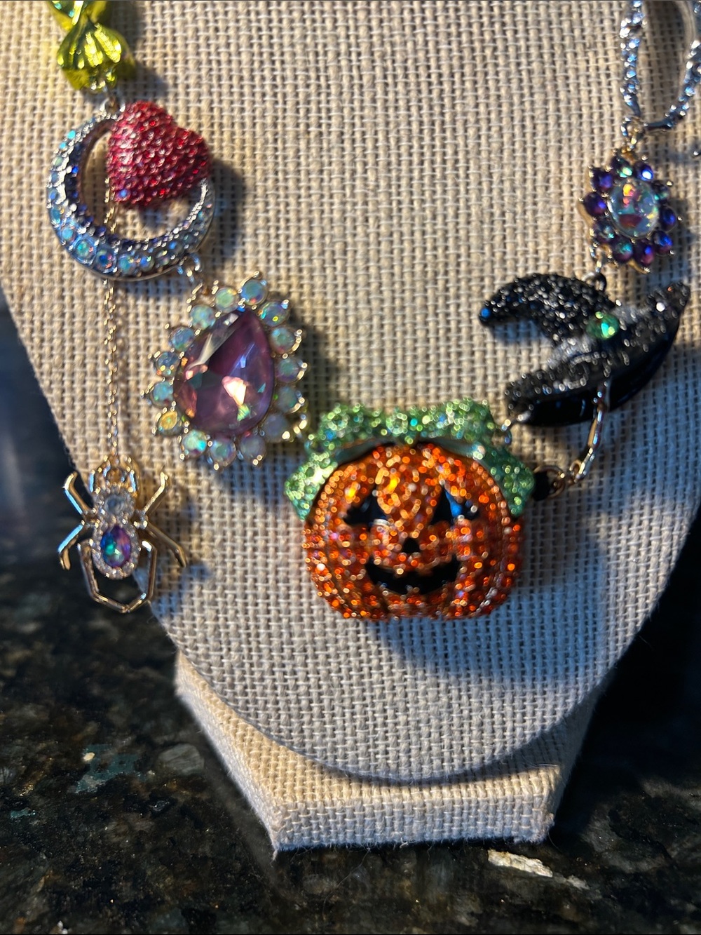 Betsey Johnson Multicolor Halloween Pumpkin Charm Necklace - Picture 2 of 5